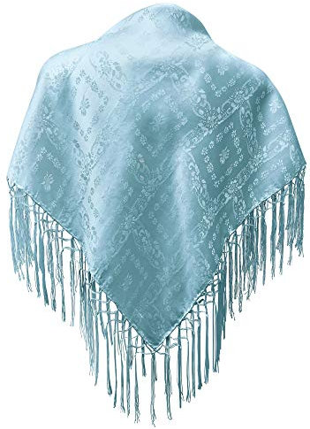 Trachten Mayr Seidentuch Dirndl-Trachtentuch Tuch hellblau 75x75cm Dirndltuch Seide Fransentuch Tracht Trachtenseidentuch hell-blau himmelblau mit Fransen Schultertuch Halstuch blau silk clouth