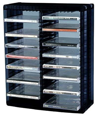 ProfiOffice CD Regal Ständer Musik Turm Media-Rack MR-52S, Aufbewahrung von 52 CDs mit Hüllen, erweiterbar, kombinierbar, hinstellen, aufhängbar für Büro oder Kinderzimmer (07013)