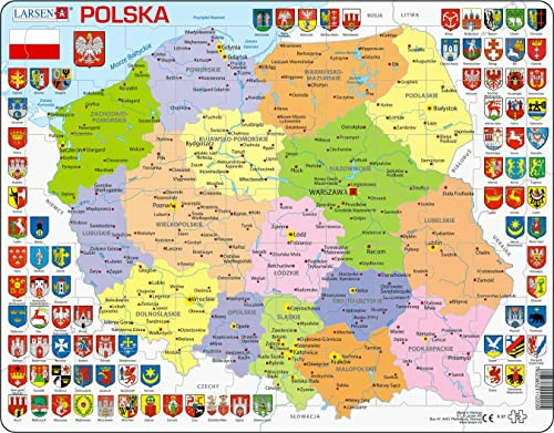 Larsen K97 Polens politiska karta, Polsk version, pussel med 70 bitar