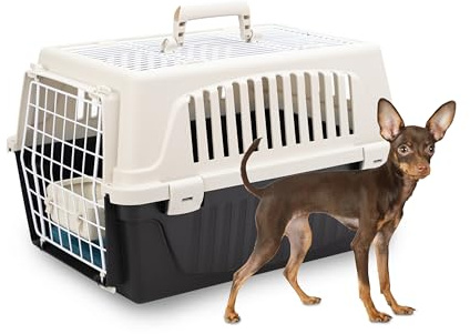 Ferplast Cat Carrier Small Dog Carrier, Double Opening, Secure, Practical, Easy to Clean, Durable Pet Travel Box up to 5 Kg, Includes Cushion, 48 x 32.5 x h 29 cm.