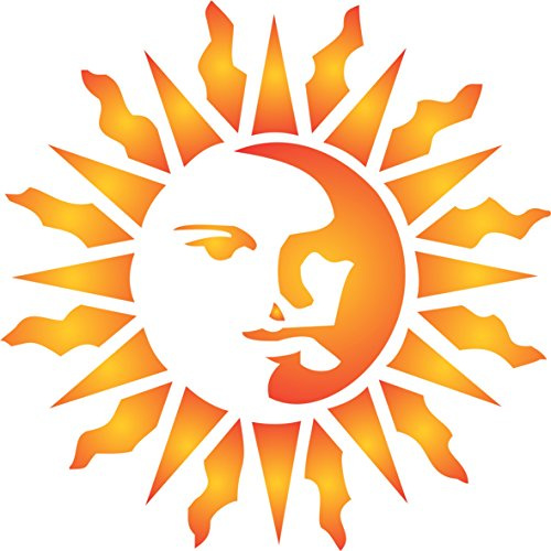 Sonnenschablone, 35,5 x 35,5 cm (XL) – Wiederverwendbare große himmlische Sonnenstrahlen-Wandschablone
