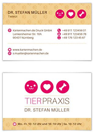 300 x Visitenkarten individuell Business Karten 300g/qm 85 x 55 mm - Tierarzt