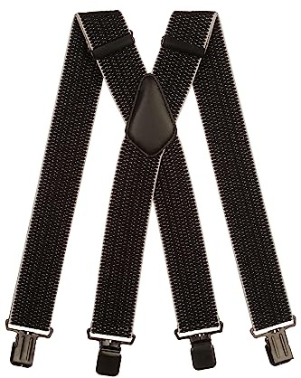 Olata Herren-Hosenträger in X-Form, Robust, mit dickem Gurtband, 50 mm | Robuste 50-mm-Hosenträger in X-Form mit starken Clips, Lederkreuz; verstellbar für Arbeit oder Festkleidung.
