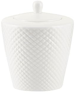 VILLA ITALIA Porzellan Zuckerdose BARI WHITE Zuckerdose porzellan - Zuckerdose mit Deckel - Zuckerdose Groß - Zuckerdosen - Zuckerbehälter - Zuckerstreuer - Geschirr - Premium Porzellan 300ml