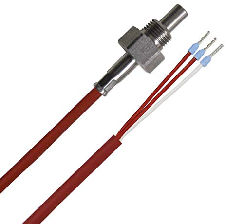 iOVEO 012EF01302 - PT100 3-Leiter Einschraubfühler G1/8“ Zoll Edelstahl mit Silikon-Leitung - Temperatursensor für Heizungs-, Klima- und Lüftungstechnik, Industrie und Landwirtschaft
