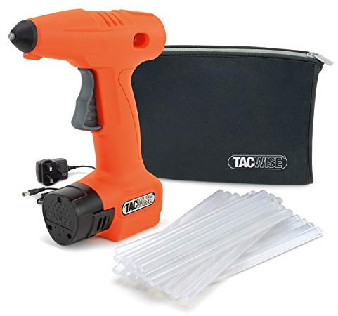 Tacwise 1560 H12-7 Pistola per Colla a Caldo a Batteria da 12V con 30 Bastoncini di Colla e Borsa in Neoprene