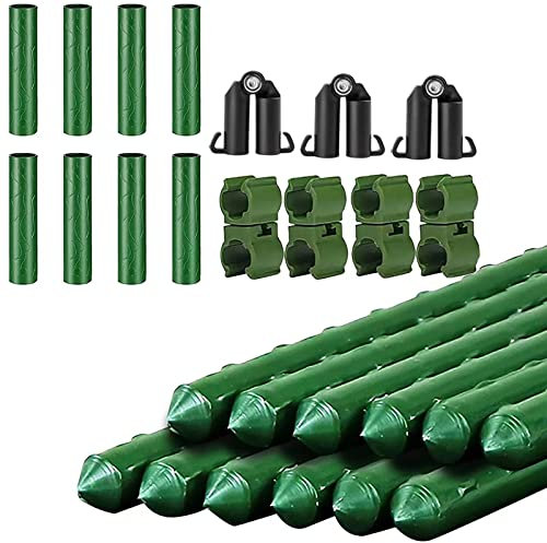 Eyerayo Bastoncini da giardino per piante con tubo di collegamento dritto, fibbie universali in plastica, clip di collegamento di tipo A per pomodori, recinzioni, graticci, fagioli, alberelli d'uva