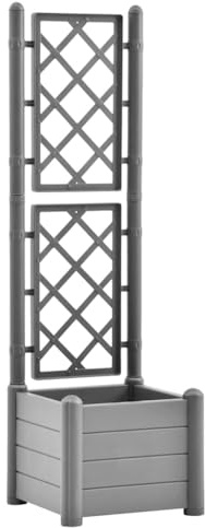 VidaXL Odlingslåda Med Spaljé 43x43x142 cm PP Stengrå, Blomlåda