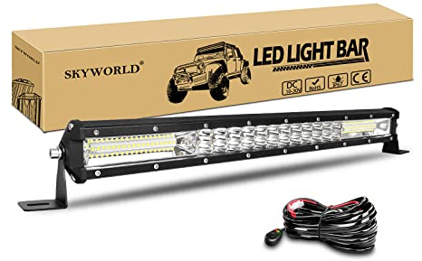 SKYWORLD LED Arbeit Licht Bar, 50cm 180W LED Arbeitsscheinwerfer Bar LED Scheinwerfer 12V 24V mit Kabelbaum, Flutlicht Reflektor Combo Zusatzscheinwerfer für Offroad Auto 4x4 Atvs Utvs | Spot Flood Offroad Beleuchtung Lichtbalken Wasserdicht für 4x4 SUV UTV ATV KFZ LKW Fahrzeuge, 6000K Led Arbeitsscheinwerfer