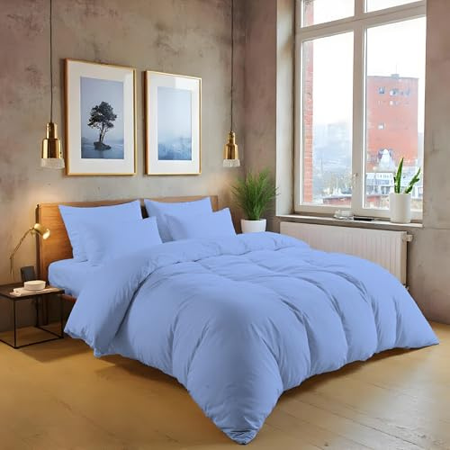 MistyMorning Plain Duvet Cover sets, Soft & Premium quality Bedding & Linen, Egyptian Cotton with 200 Thread Count. (Sky Blue, Double)