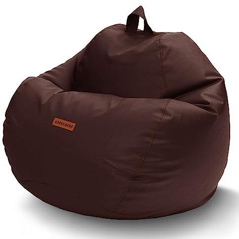 Green Bean© Sacco a fagiolo in finta pelle con materiale di riempimento (perle EPS) - 90 x 70 cm - Cuscino per sedile Bean Bag Puff Seat Chair Floor Cushion Lounge Marrone scuro