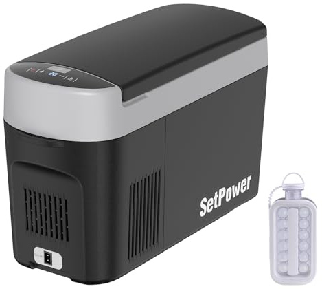 Setpower AB16 12 v kylskåp, 16 quart (15 L) elektrisk kylare för fordon AC/DC, bilkylskåp bärbar 12 V, bärbar frys plugg i kylare för camping, resor, bilresa