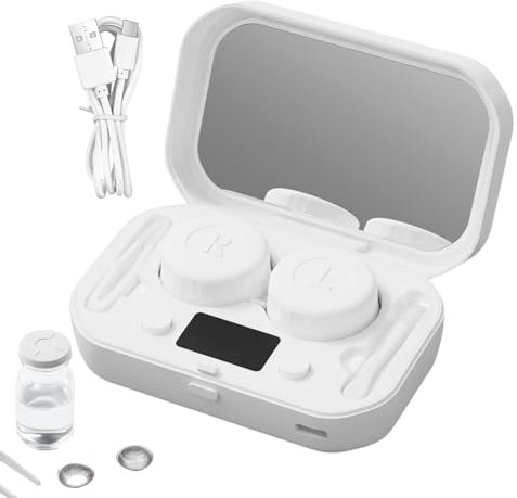 Limpiador de lentes ultrasónico, máquina de limpieza rápida para lentes, estuche de solución con cargador para lentes de colores, duras, RGP