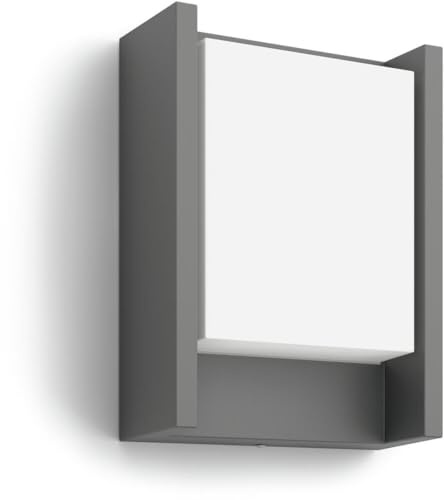 Philips Arbour Applique murale LED d'extérieur (6 W), luminaire d'extérieur résistant aux intempéries avec lumière blanc chaud, éclairage LED à économie d'énergie, anthracite, pack de deux