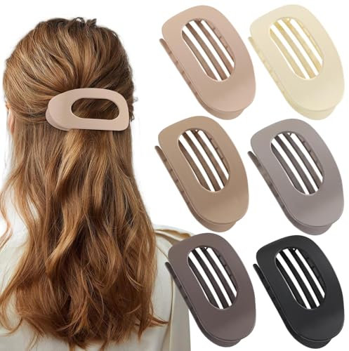 FloralGrace Lot de 6 pinces à cheveux plates marron mat - Pinces à cheveux rondes pour femmes et filles - Pinces plates avec forte adhérence pour cheveux épais et fins