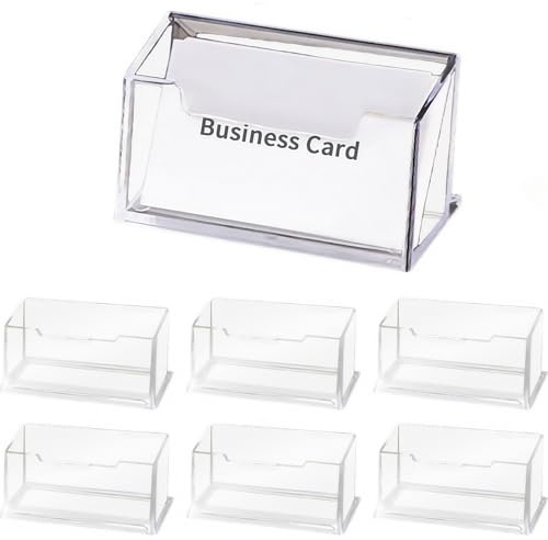 TANSAR 6 Stück Visitenkartenhalter, Transparent Visitenkartenständer Acryl Business Card Holder, für Büro Familie Visitenkarten Aufbewahrung