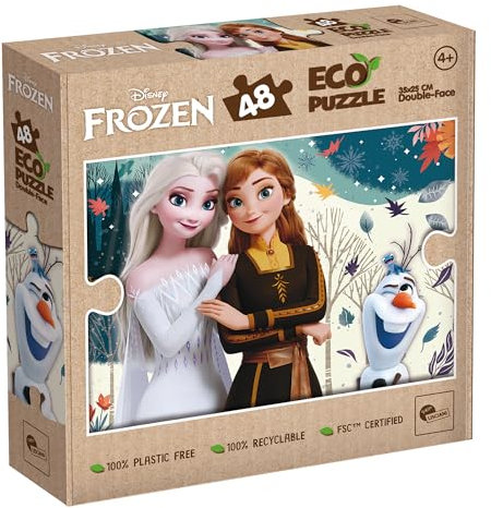 Lisciani - Puzzle DISNEY SCHNEEKÖNIGIN - 48 Teile Doppelseitiges Puzzle für Kinder ab 3 Jahren - Rückseite Zum Ausmalen - Format 25x35 cm - Lernspiel Frozen - 100% Recyclebar - Geburtstagsgeschenkidee