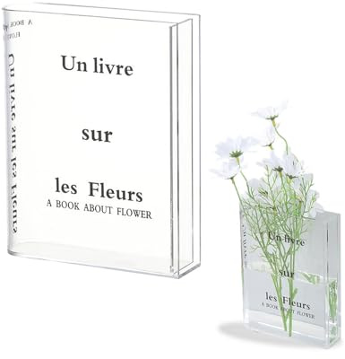 Tyatiyzn Moderno Acrilico Libro Vaso, Vaso in Acrilico per Fiori Decorazione, Tavolo Soggiorno per Arrangementi Floreali E Decorazione Domestica