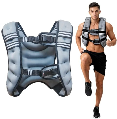 ApexTide Weighted Vest for Women Men 3kg 5kg 8kg, Weight Vest with Reflective Stripe and Double Adjustable Buckle Straps, Ideal for Gym, Strength Training, Cardio, Yoga and Running (Grey 8kg)
