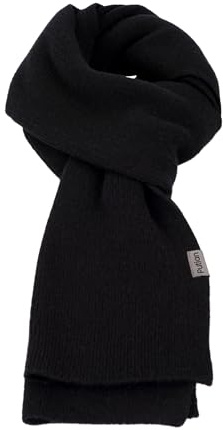 PuTian 100% Merino Wool Scarf for Men & Women, Soft Warm Breathable Everyday Knitted Neckwear for Fall Winter Cold Weather, Thermal Neck Warmer, Black- Gift Box Packed
