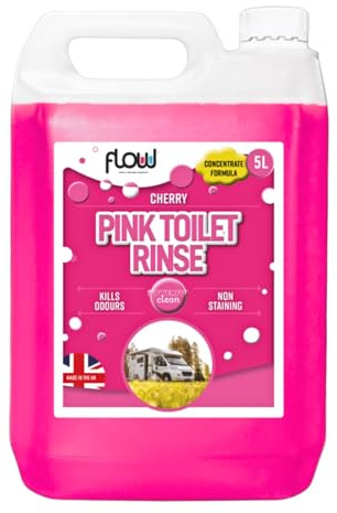Flow chem Toilet Rinse, Effectively Eliminates Odours, Non-Staining, Hygienic, Deep Cleansing Action, Non-Staining Performance, Long-Lasting Cherry Fragrance, 5L