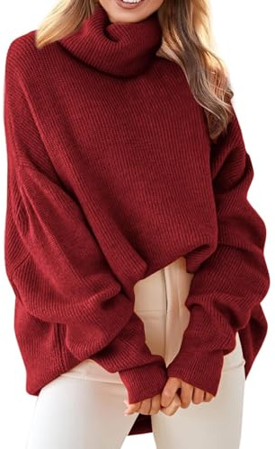 Lupetto Donna, Maglioncino Donna Invernale, Lavorata a Maglia Elegante Pullover Vintage in Maglia a Rombo Manica Lunga Maglione Sciolta Caldo Maglione Collo Alto Donna Maglione Norvegese