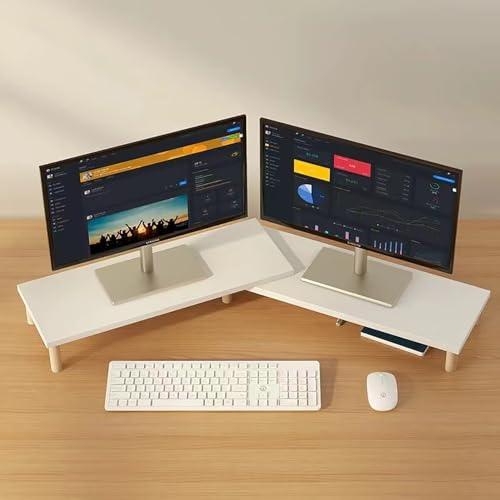Hörnskärmsstativ, dubbelt skrivbord, bärbar datorskärmorganisatörsstativ med justerbar längd, hörnfästen för dator/flera skärmar, skrivbordsprojektorställ (storlek: 9,7 cm + 8,1 c