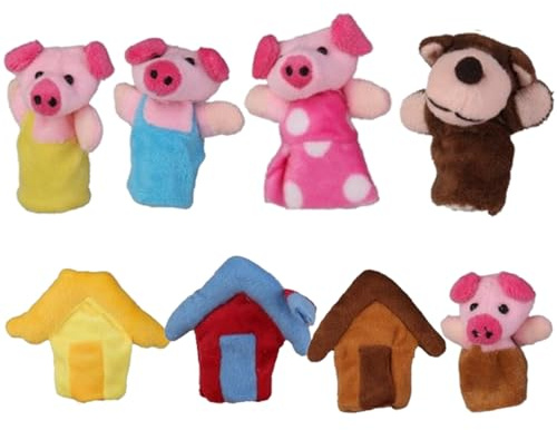 AwnsIMfreien Marionetas de Dedo para niños pequeños, Marionetas de Dedos de Animales, cerditos, 8 Piezas Mini niño de Peluche Suave, Lindo, Animal