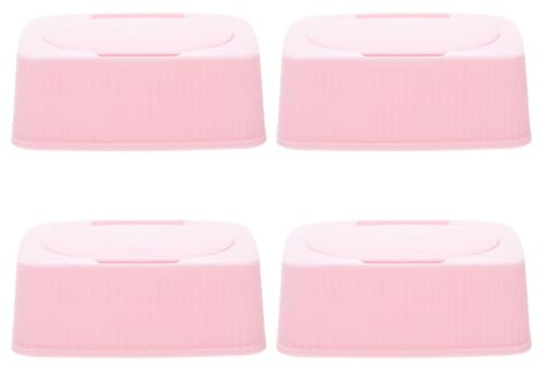 Feuchttücherbehälter Spenderbox für Feuchttücher 4 Stück-pack Pp Rosa | Nachfüllbar, für Wohnzimmer und Bad, Einzelhandbetrieb, für Babypflege
