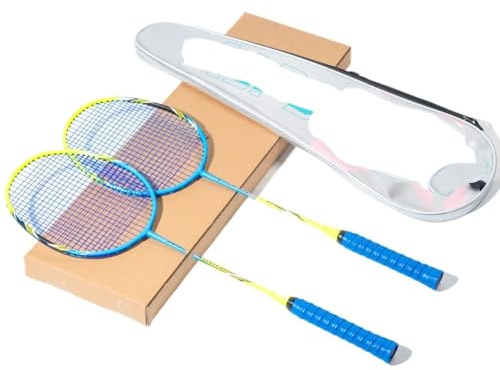 CaFfen Badminton Set Racchetta da Badminton Leggera in Fibra di Carbonio, 2 Pezzi/Lotto, velocità, Durata Professionale, Allenamento(2pcs-Blue-Sacks)