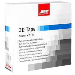 APP 3D Tape - Ruban de masquage peinture autocollante 13 mm x 20 m Blanc | Rouleau mousse protection adhésif, Rapide et efficace, Pour les overtures automobile