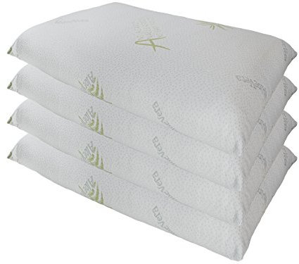 Euroricami Viterbo - Set di 4 Federe con Cerniera in Aloe Vera Antiacaro,Fodere protettive per Cuscino Letto Prodotto in Italia con Alta Qualità Traspirante Anallergico per Comfort e Igiene Superiore