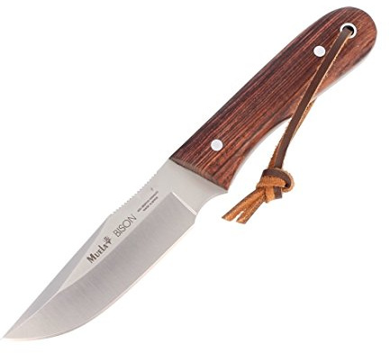 ELECTROPOLIS Jagdmesser Muela Bison Strampelanzug, Holzgriffe palovioleta, Gesamtgröße 18 cm + Mehrzweck-Geschenkkarte