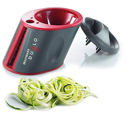 Westmark 11622260 Duolo-Cortador en Espiral, Metal, Gris y Rojo, 8 x 6.7 x 8 cm