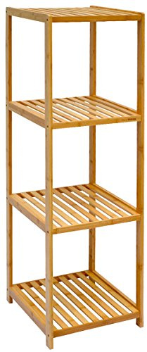DuneDesign Étagère en Bois 38x39,5x124,5cm 4 tablettes superposées Lattes en Bambou Meuble à rayonnages de Salle de Bain