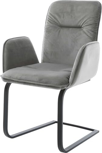 DELIFE Schwingstuhl Vinja-Flex Freischwinger flach Schwarz Samt Grau