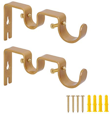 AddGrace 2 soportes dobles para barra de cortina para barra de 1 pulgada y | Resistente de alta calidad, resistente, fácil instalación, vintage, hazlo tú mismo para dormitorio, sala de estar
