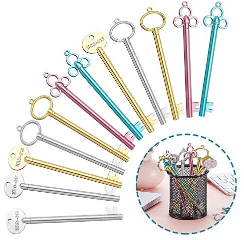 12 Stück Gelschreiber Niedliche, Gel-Stifte in Form Eines Schlüssels, Key Shape Kreative Gelschreiber, Jahrgang Kreativ Karikatur Key Shape Gel Pen für Schüler, Bürobedarf, Schulmaterial (4 Farben)