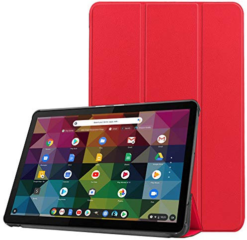 TingYR Funda para Lenovo Duet Chromebook 10.1 Funda Tableta, Piel, Soporte Plegable, Protección Todo Incluido, Carcasa para Lenovo Duet Chromebook 10.1.(Rojo)