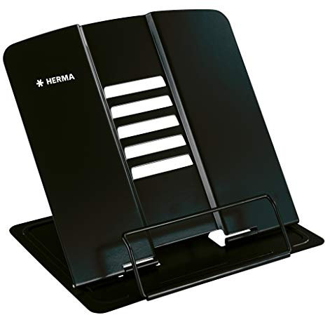 HERMA Soporte de libros Negro (19.8 x 22.2 x 3.3 cm Folded), Soporte de libros ajustable y antideslizante para la cocina, la escuela y la oficina, tabletas