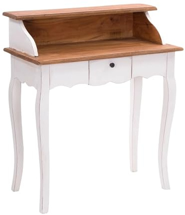 DESIGN DELIGHTS Secretaire Napoleon in Legno Massiccio Riciclato, Stile coloniale Vintage, 80 x 92 cm x 40 (L x A x P), scrittoio in Stile Shabby | Colore: 06 casa Rustica Bianca