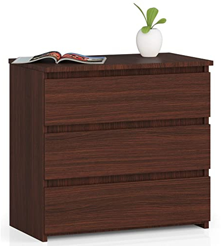 AKORD Mesita de Noche CL3 con 3 cajones | Sala de Estar, Dormitorio, Armario, Oficina y Estudio | 60 x 57 x 35 cm | Peso 26 kg | Color Wengé