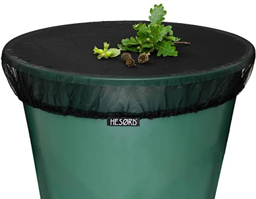Water butt cover/Rain barrel net with elastic band for tight hold - better in comparison to slack cords, cover for mosquitoes, leaves and small animals in your garden - Diameter 70 cm