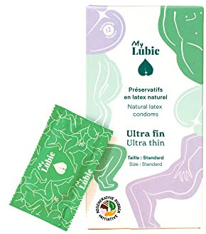 MY LUBIE - 12 Hauchdünne Kondome - Besonders Gleitfähig, Vegan, Fair Trade und esund - Standardgröße 53 mm - Natürliche Empfindungen und Haltbarkeit - Deutsche Premium-Qualität.