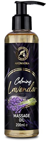 Massageöl Lavendel 200 ml - Körperpflege mit Lavendelöl - Mandelöl - Traubenkernöl - Schönheit - Hautbefeuchtung - Körperpflege Öl - Frischer Duft - Aromatherapie