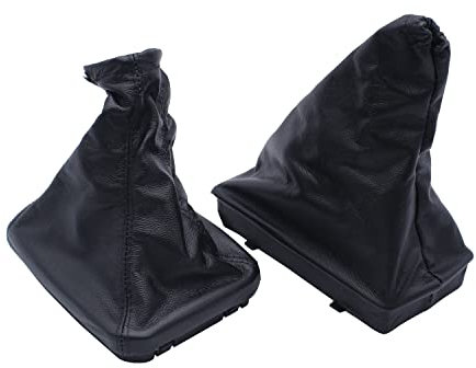 SHLPDFM Soufflet de levier de vitesse + soufflet de frein à main en cuir véritable noir pour Opel Corsa C 2000-2006