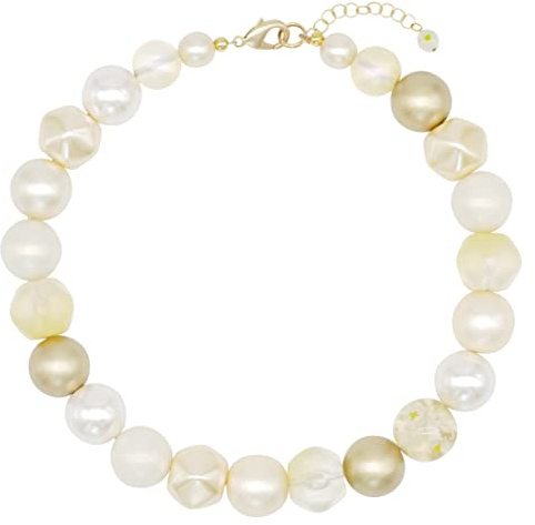 Feliss Handmade: Ketten aus Perlen Halskette Damen Statement Kette 45 cm lang in Boho Style. Choker Schmuck. Beads Perlenkette Frauen (Daisy)