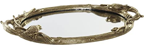 DKD Home Decor Bandeja Color Dorado, de Resina y Espejo (45 x 27 x 3,7 centímetros)