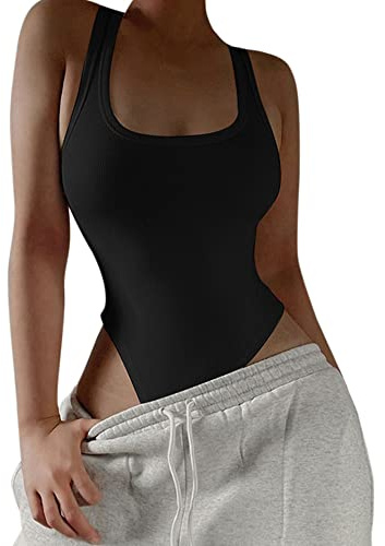 TTPSRY Damen Body Bodysuit Ärmellos Bodies Oberteil Overall Sexy Unterziehbody Blusebody Elegant Schmal Bodys Tops
