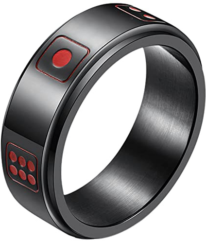 JewelryWe Schmuck Spinnring aus Edelstahl, Spielkarte Pik Ass Poker Ring Fidget Band Ring Stress lindernde Angst Ring für Damen Herren Hochzeit Versprechen Verlobungsring